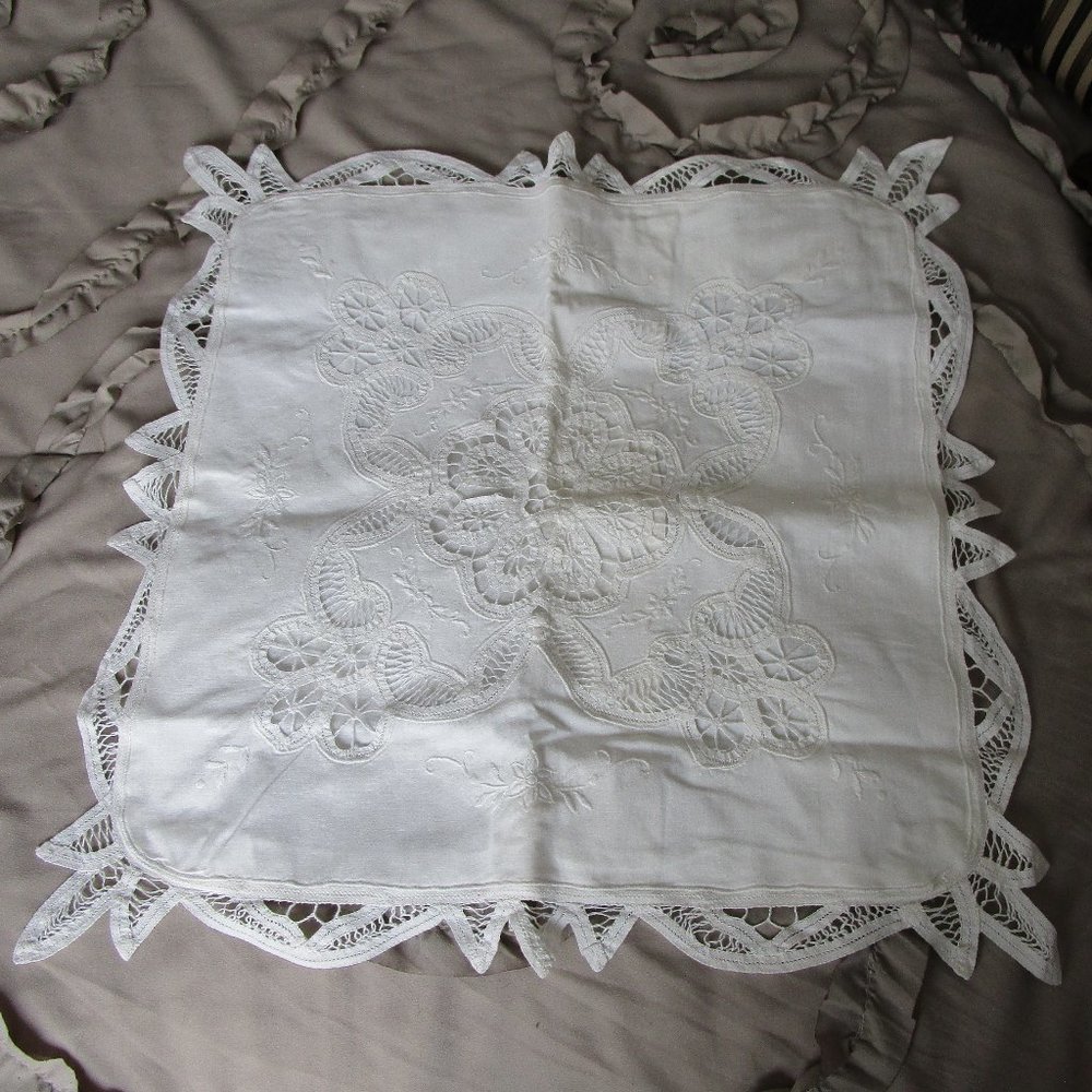 antique cotton cutwork pillow covers